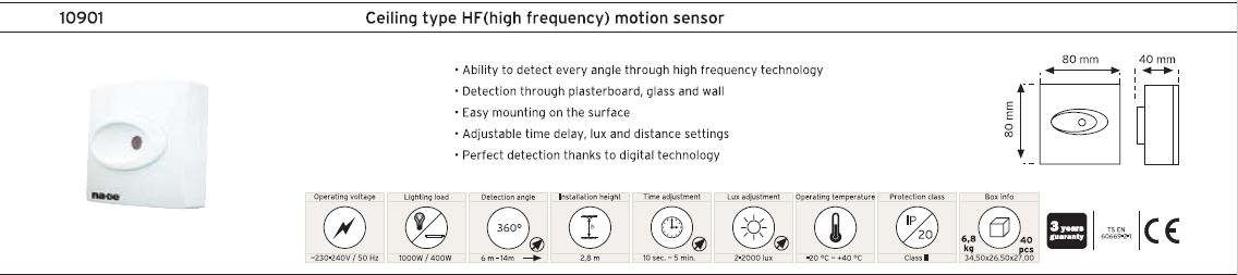 10901 سنسور دیوار توکار مدل 10901