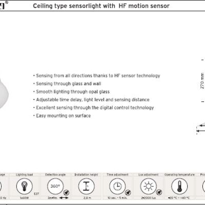 چراغ سنسوردار سقفی na.De مدل 10950