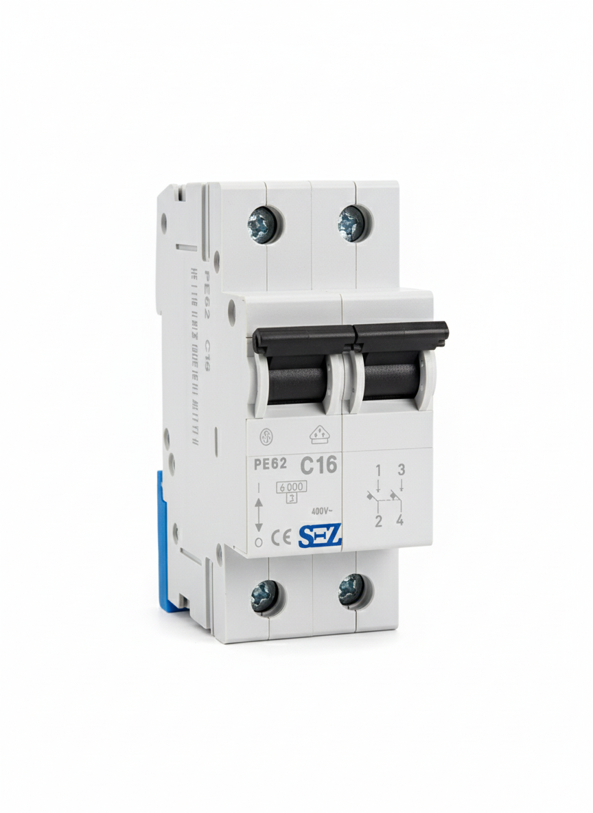 کلید مینیاتوری دو پل 16 آمپر موتوری 6KA