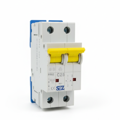 کلید مینیاتوری دو پل 25 آمپر موتوری 10KA