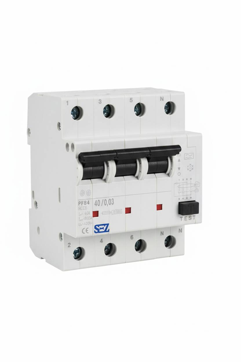 کلید محافظ جان چهار پل 40 آمپر SEZ مدل PFB4 40/0.03
