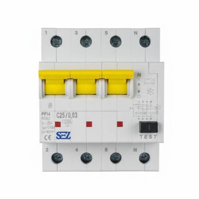 کلید محافظ‌جان ترکیبی چهارپل SEZ مدل PFI4 C25/0.03